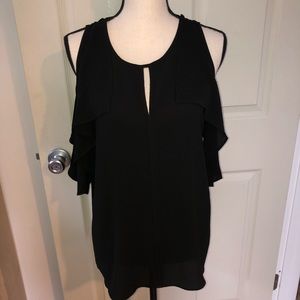 vince camuto merra pleated shoulder detail blouse